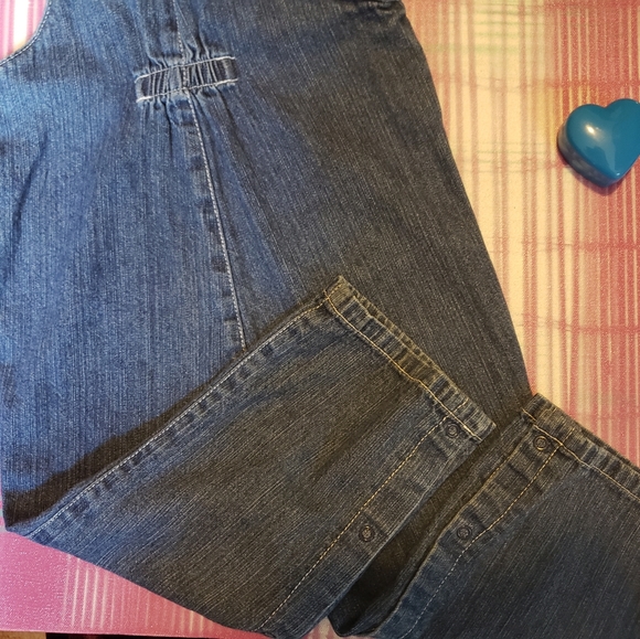 Vintage Overalls Romper with ❤️ heart shapes Pockets 1990s does 70s Denim - Picture 6 of 12